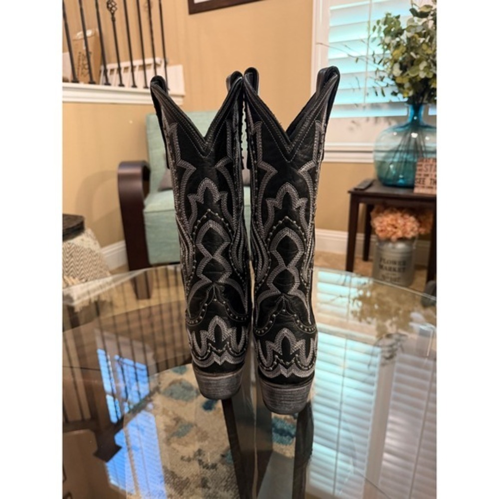 Lane Black Saratoga Western Boot Sz 9 - Picture 5 of 9